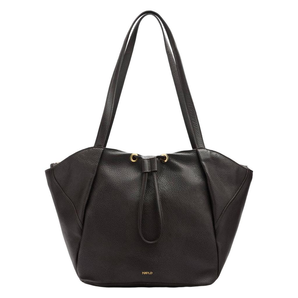 Manfield leren shopper donkerbruin