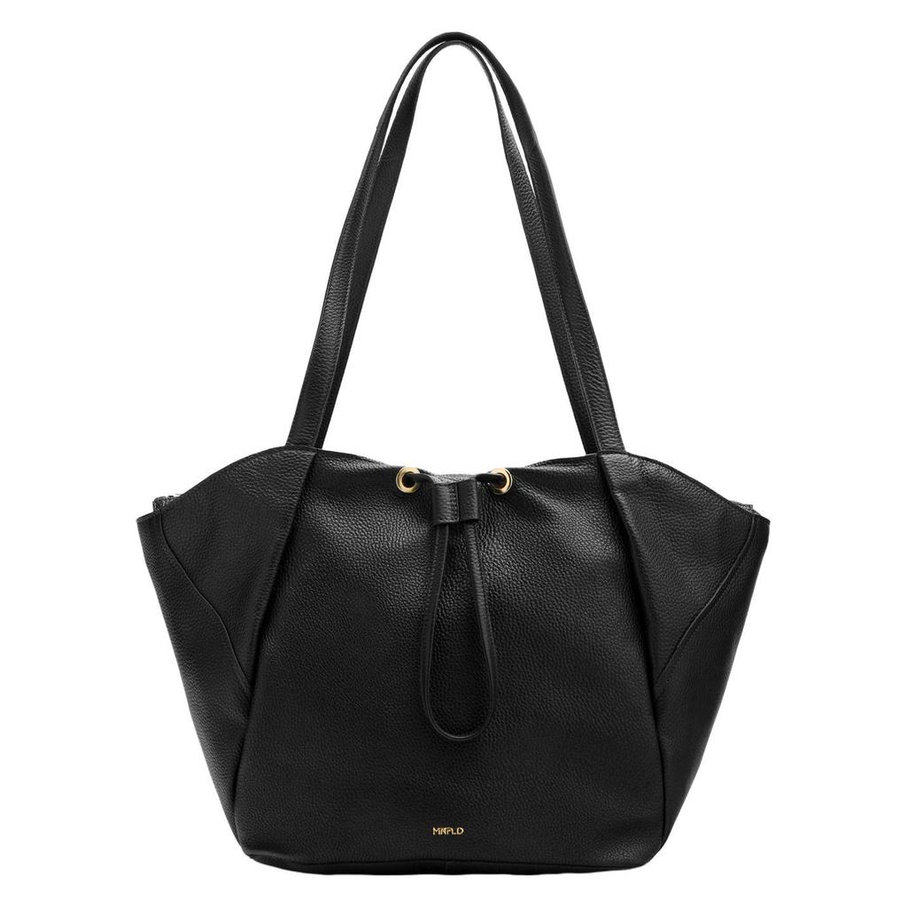 Manfield leren shopper zwart