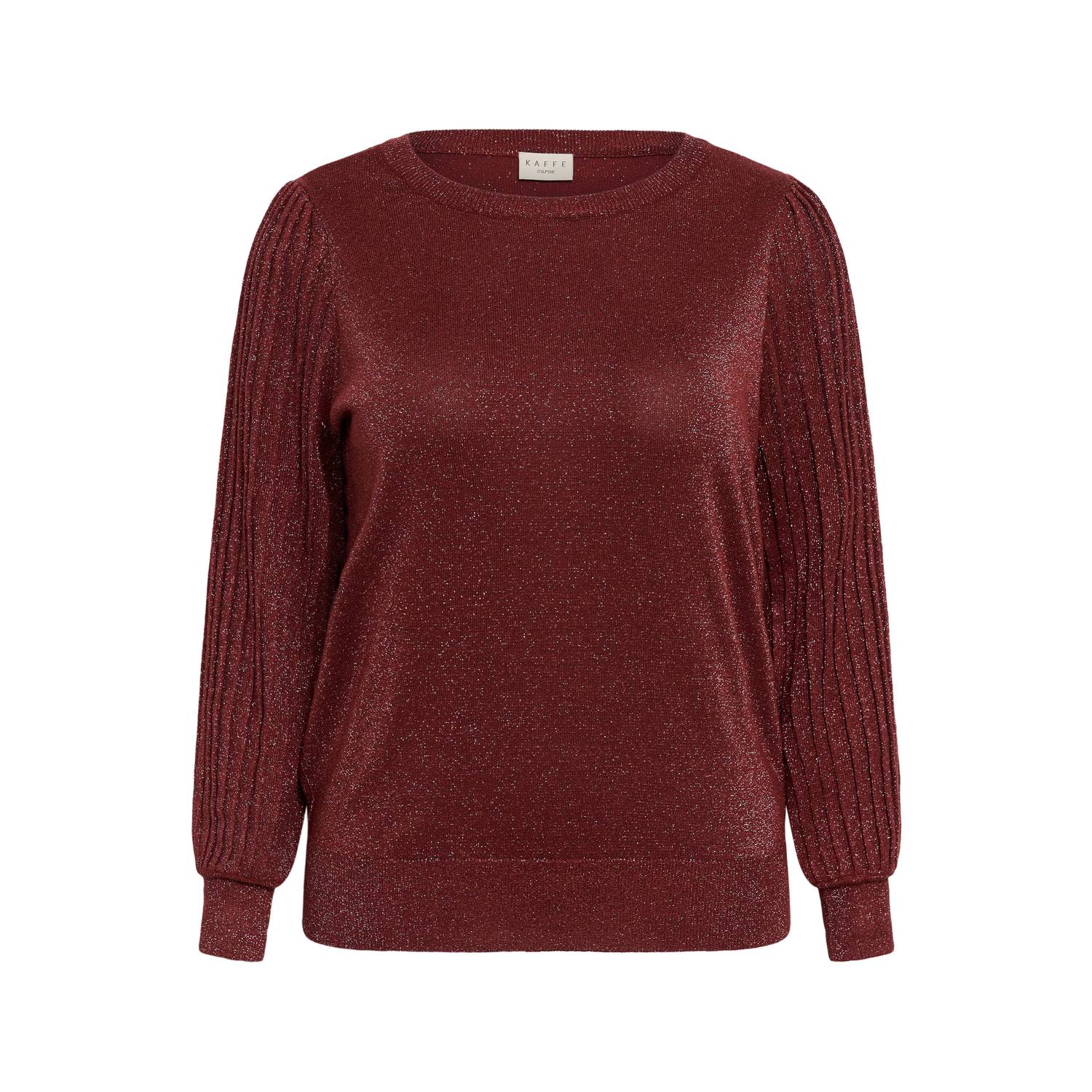 Kaffe Curve Plus Size gebreide trui met glitters donkerrood
