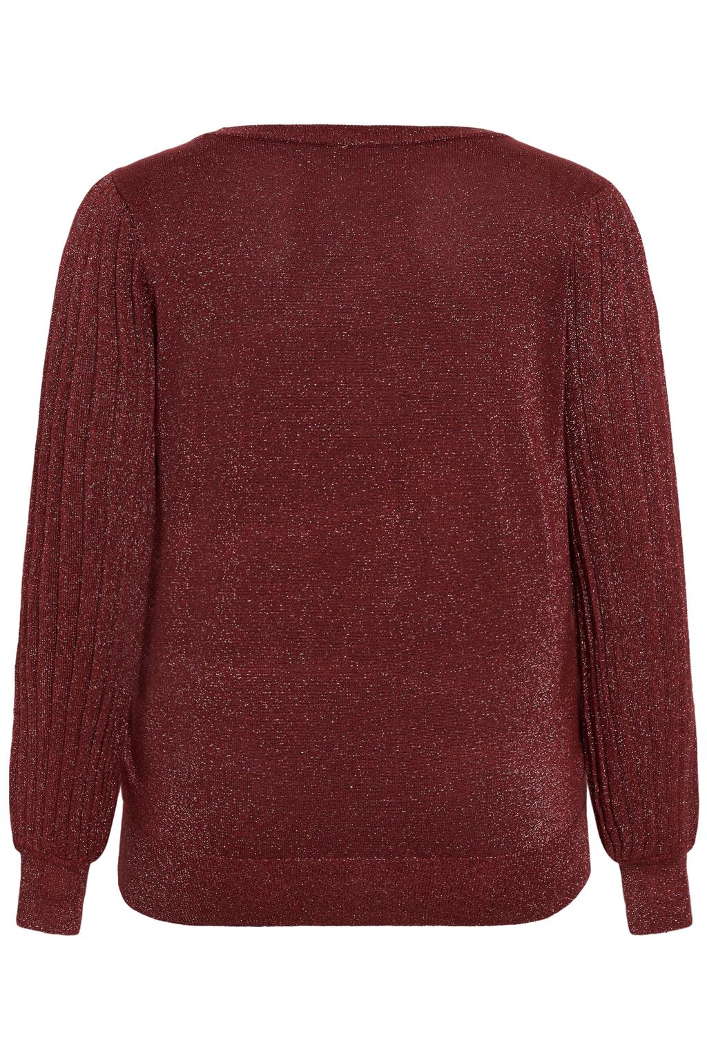 Kaffe Curve Plus Size gebreide trui met glitters - donkerrood