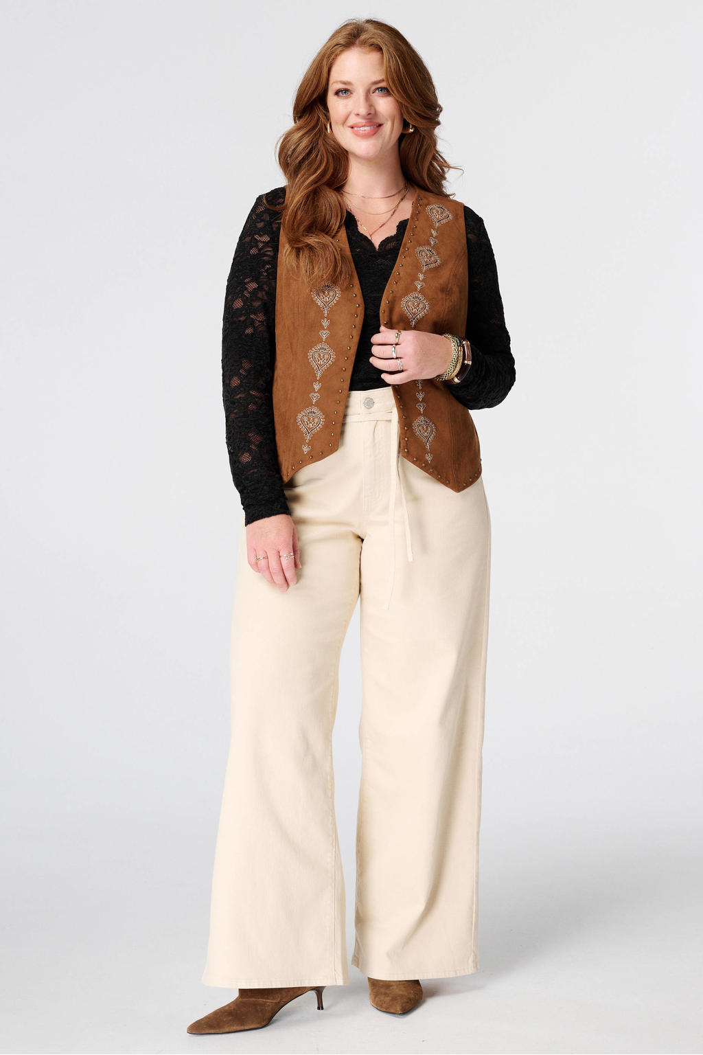MS Mode Plus Size gilet met borduursels
