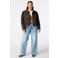 MS Mode katoenen spijkerjas met panterprint Plus Size - bruin
