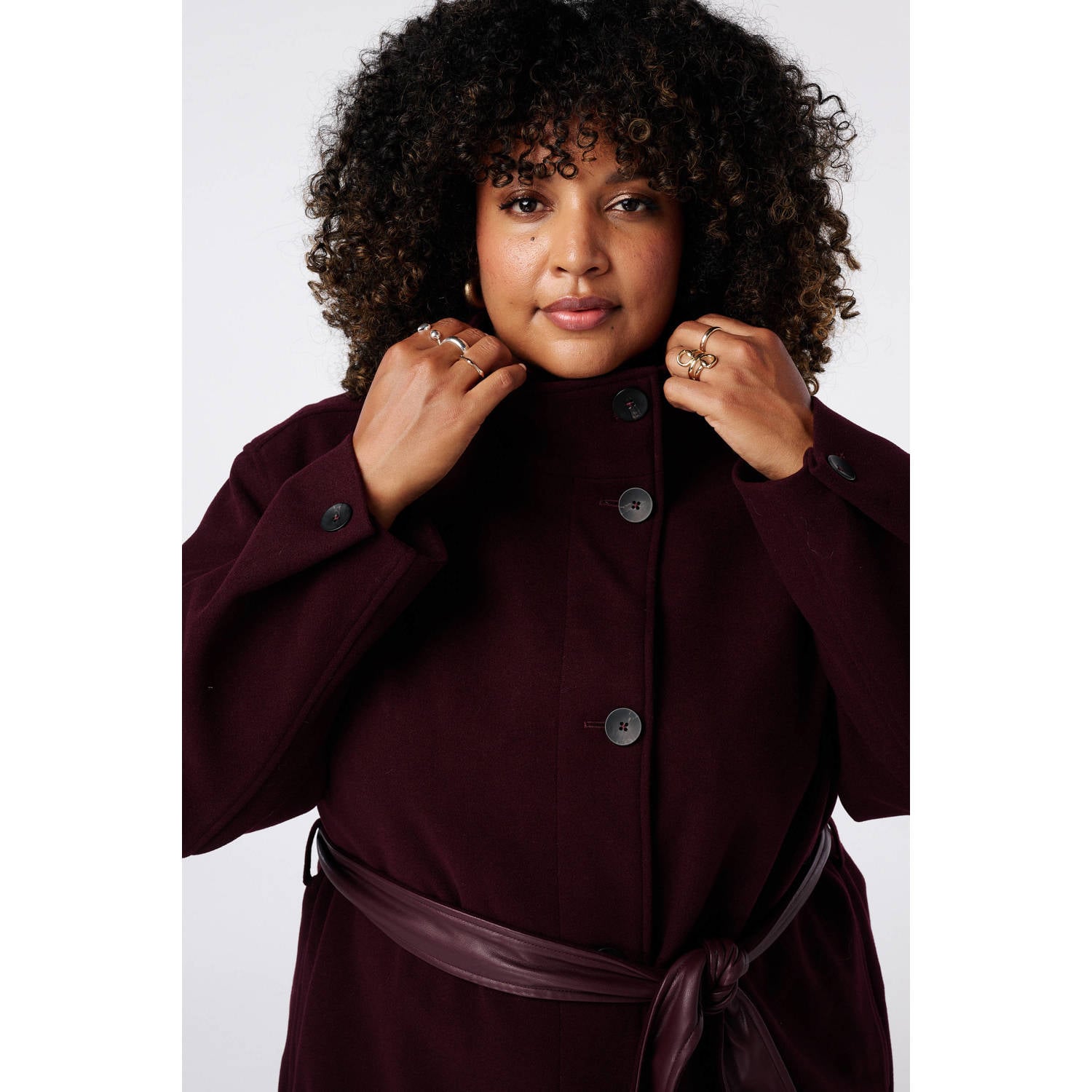 MS Mode Plus Size winterjas met ceintuur