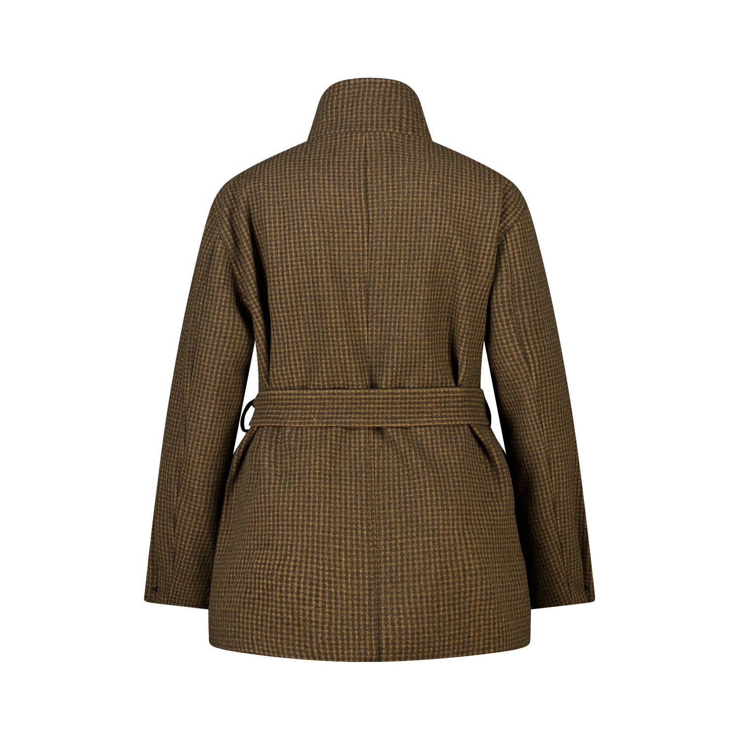 MS Mode Plus Size geruite manteljas met ceintuur bruin