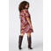 MS Mode Plus Size korte bohemian jurk met ceintuur en paisley - donkerrood/roze