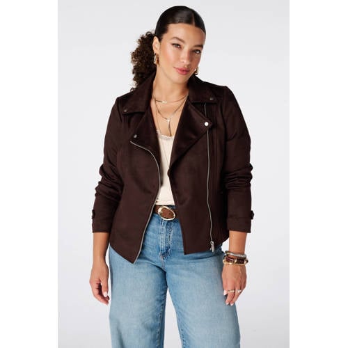 MS Mode suèdelook bikerjack Plus bruin