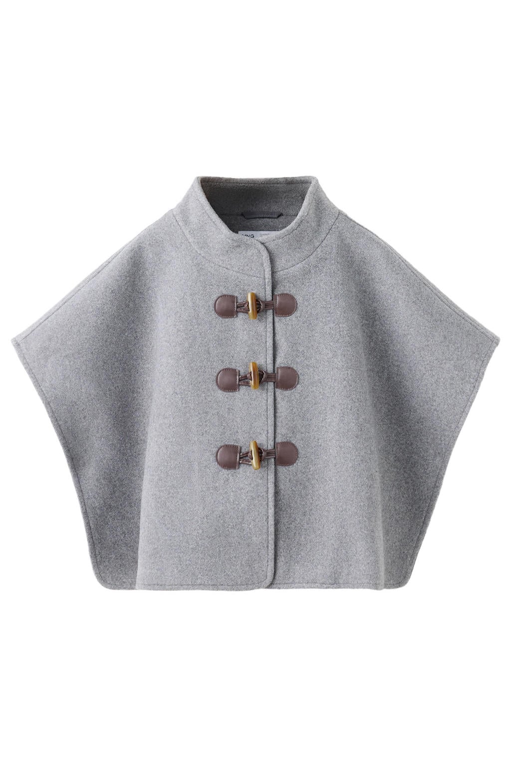 Grijze meisjes Mango Kids jas van polyester met effen, lange mouwen, opstaande kraag en knoopsluiting