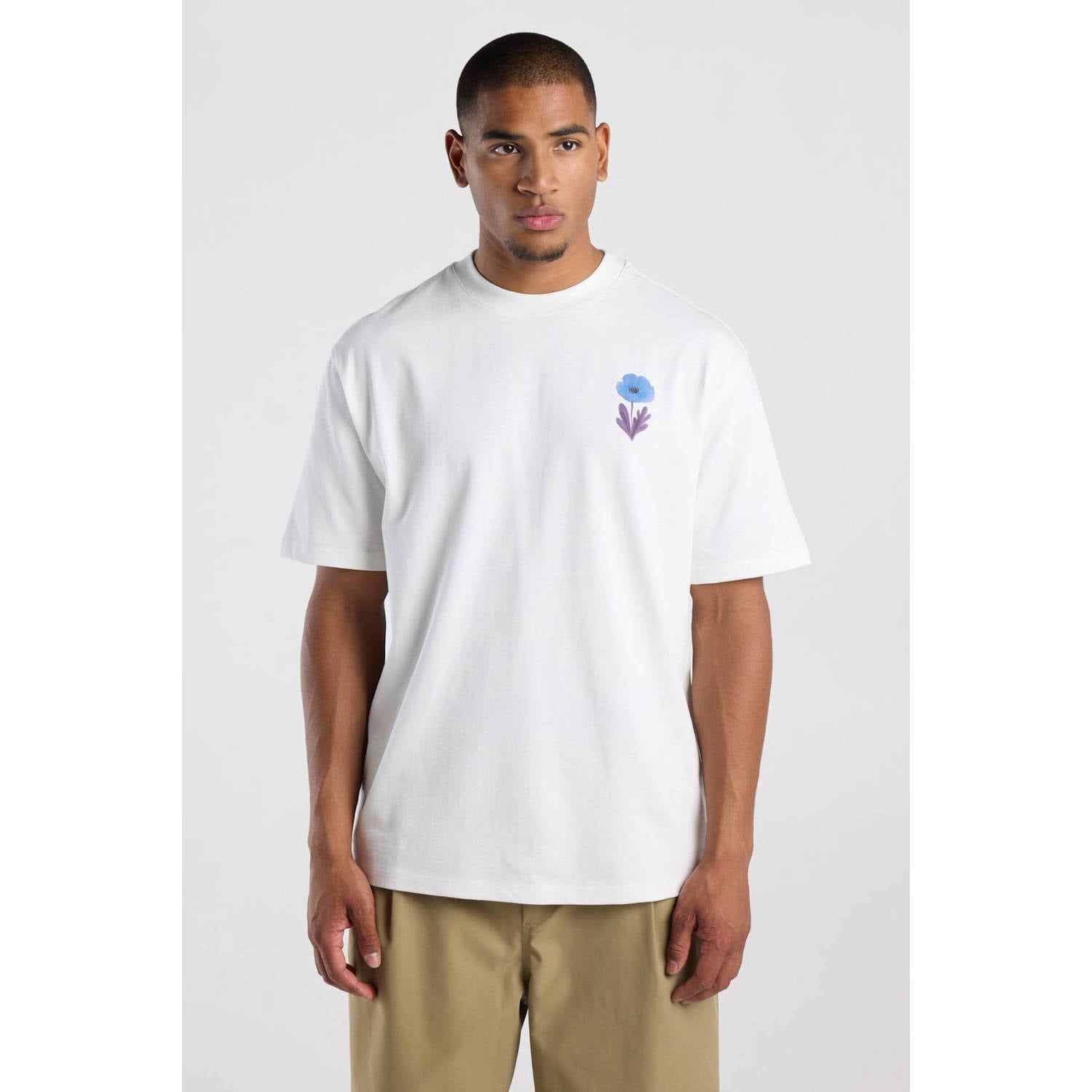 America Today relaxed fit T-shirt met backprint ecru
