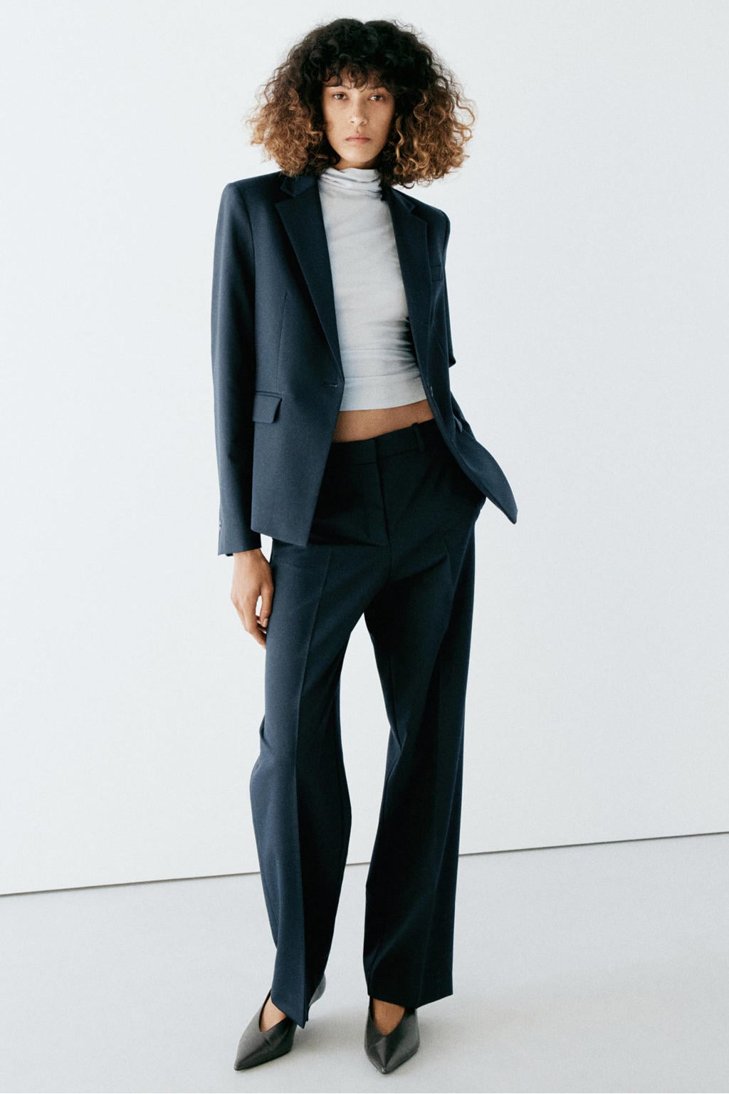 Mango regular fit blazer - marineblauw
