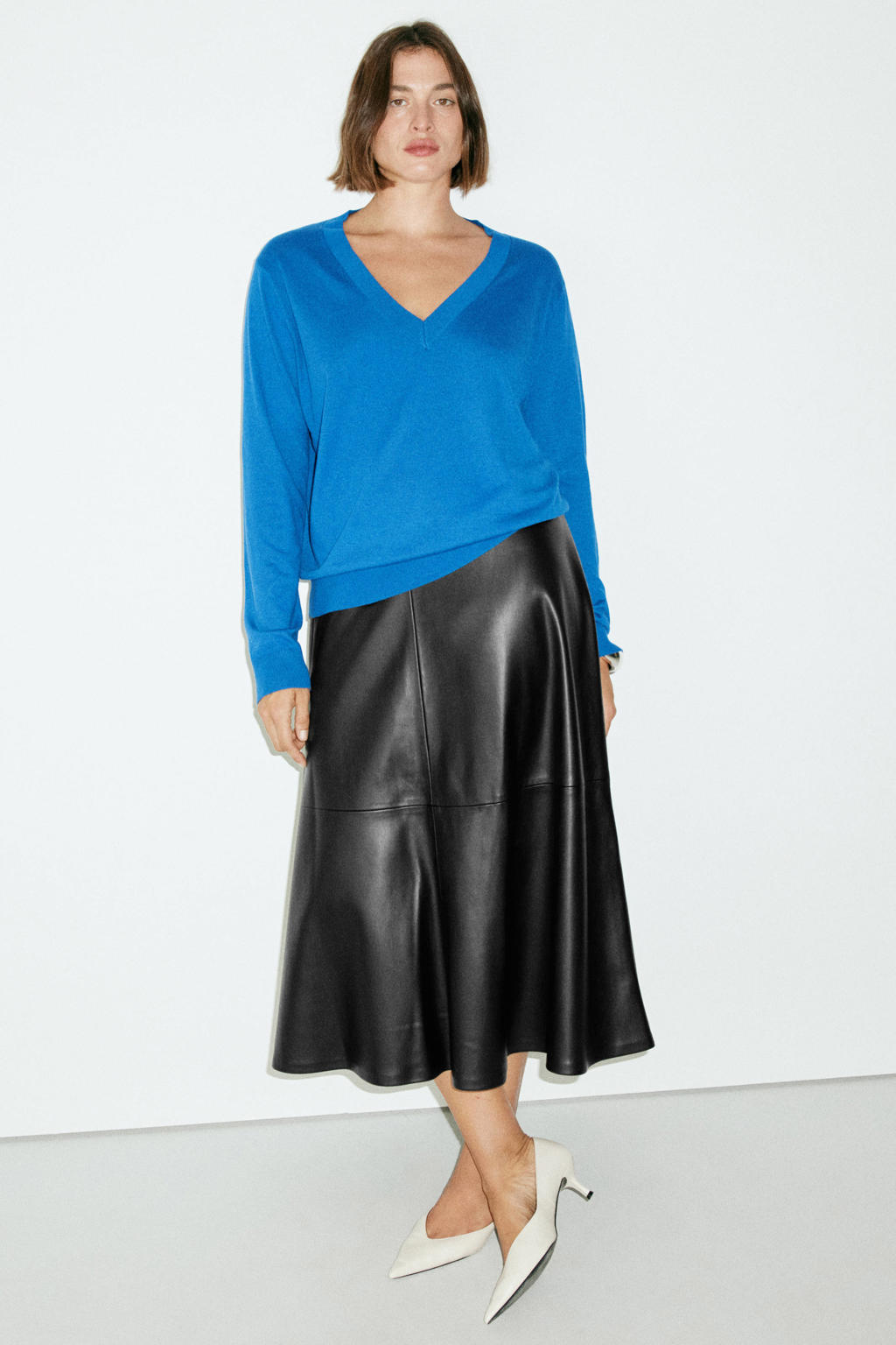 Mango imitatieleren midi rok - zwart