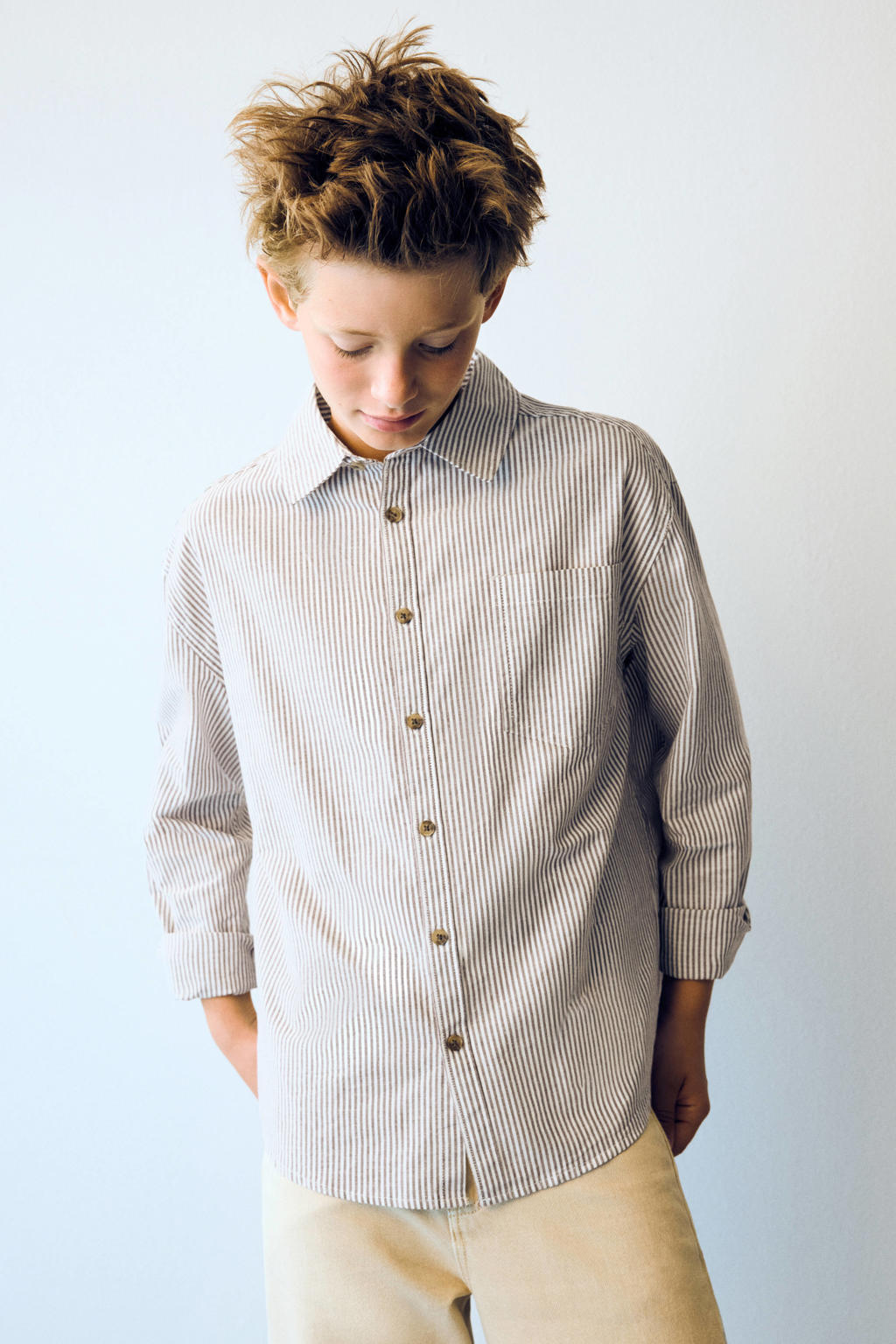 Mango Kids gestreept overhemd - bruin