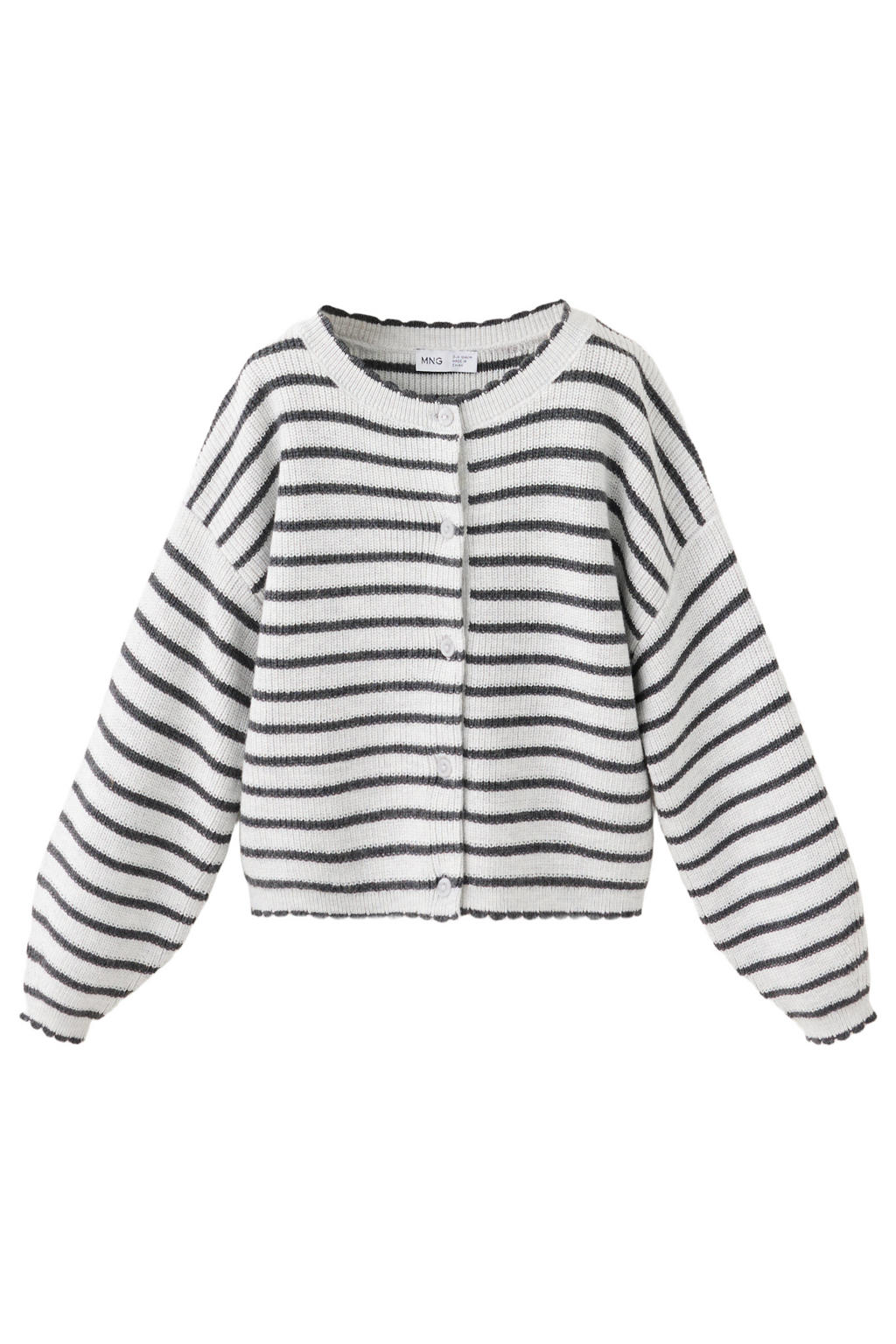 Mango Kids gebreid gestreept vest - ecru
