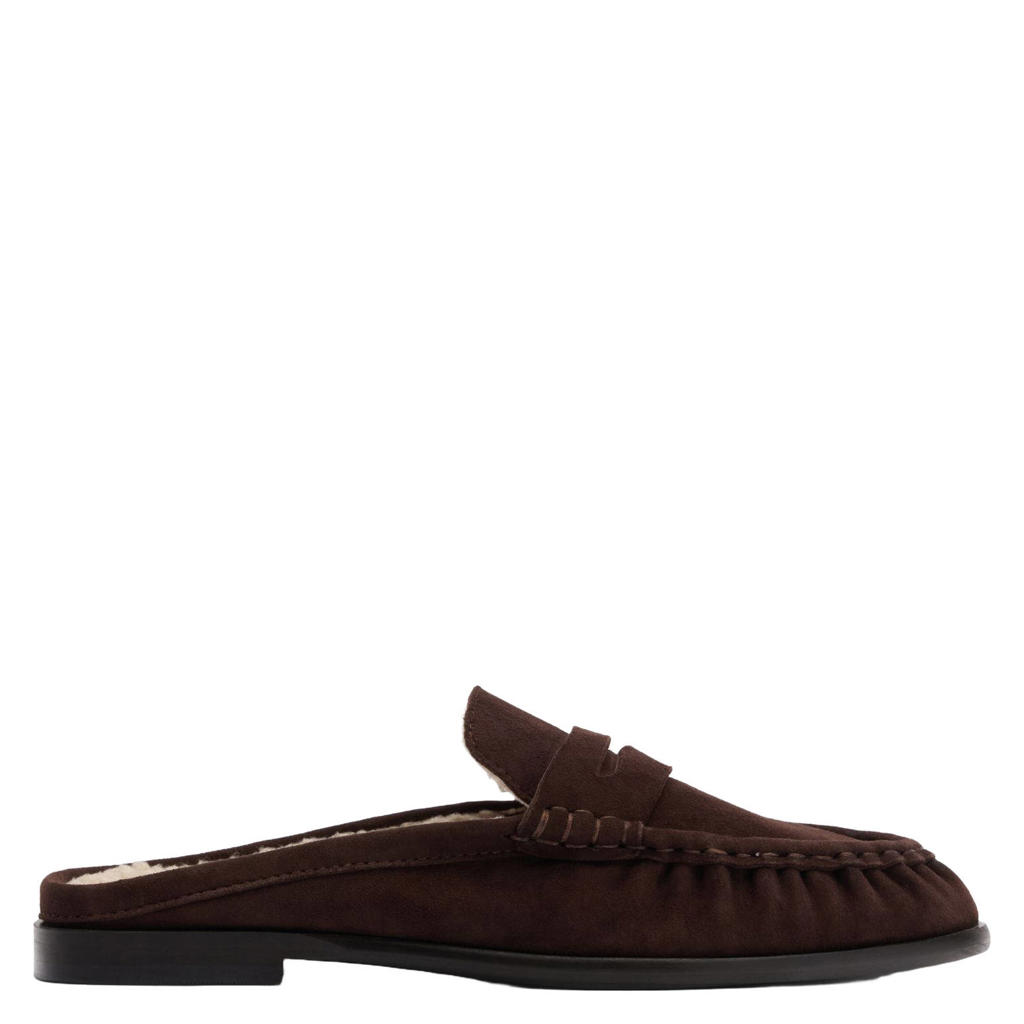 Sacha suède slippers - donkerbruin