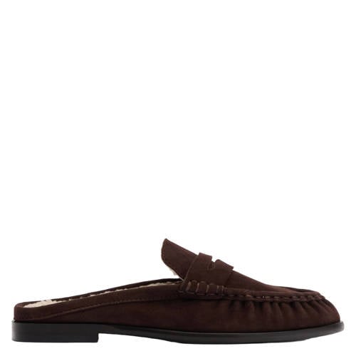 Sacha suède slippers donkerbruin