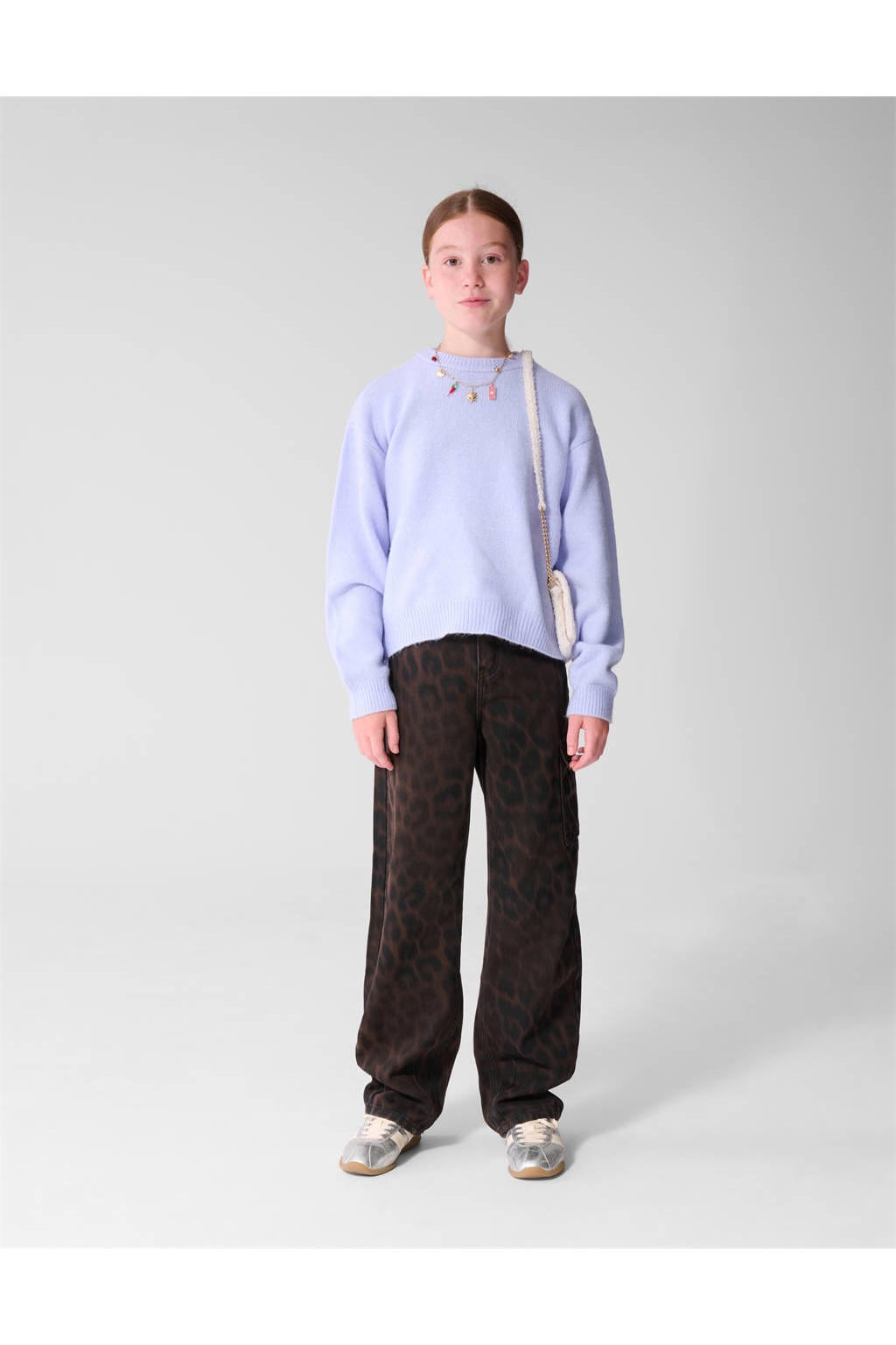 Shoeby barrel jeans met panterprint - donkerbruin