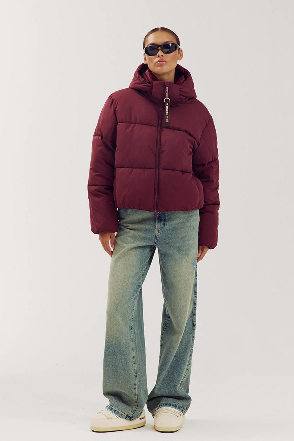 HARPER & YVE quilted pufferjas - donkerrood