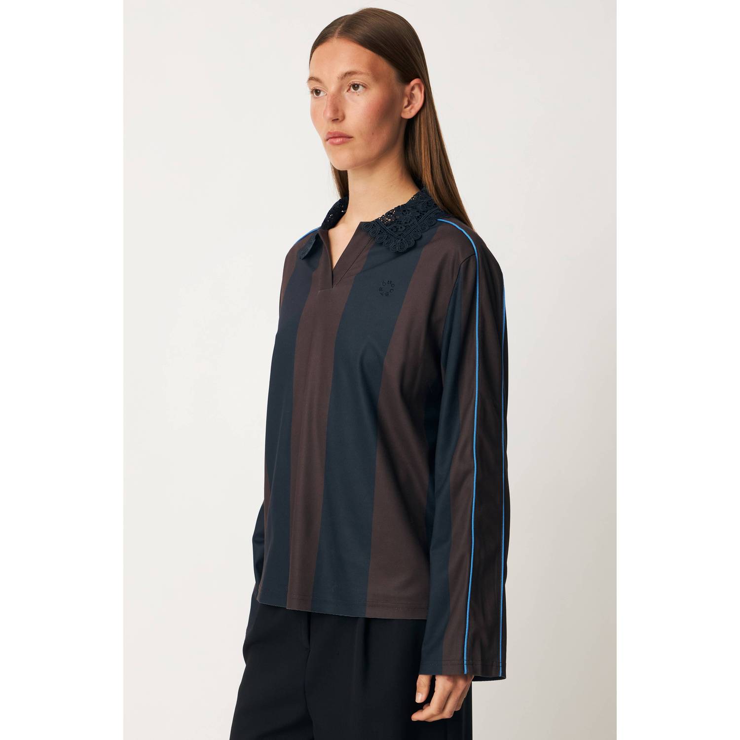 Modström gestreepte top marineblauw bruin