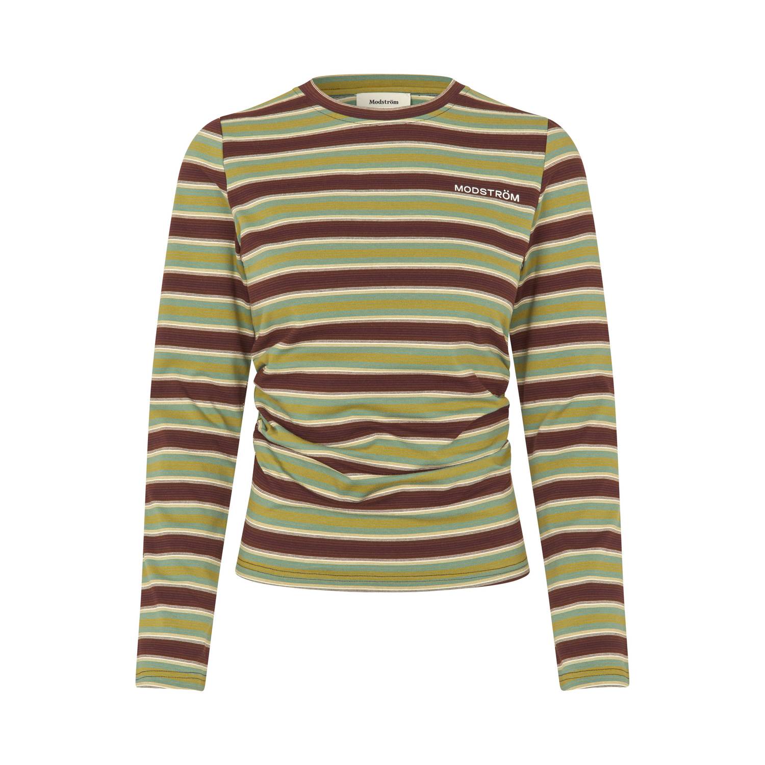 Modström gestreept T-shirt groen bruin