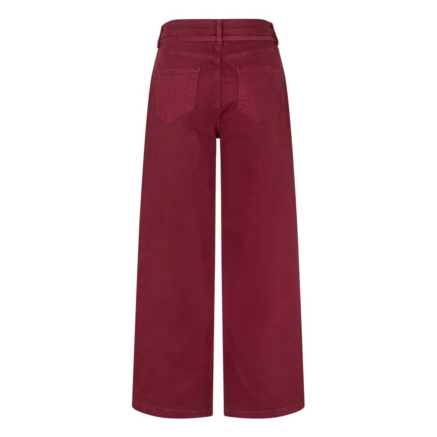 Modström wide leg jeans met ceintuur wijnrood