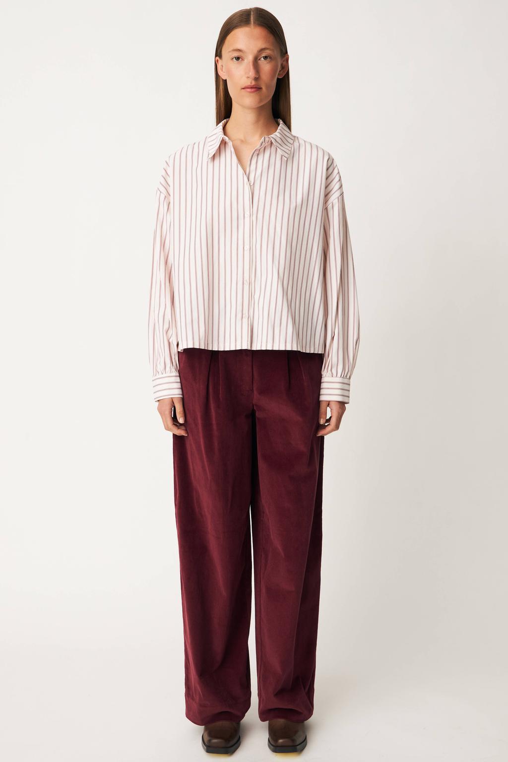 Modström gestreepte blouse met cut-out - lichtroze