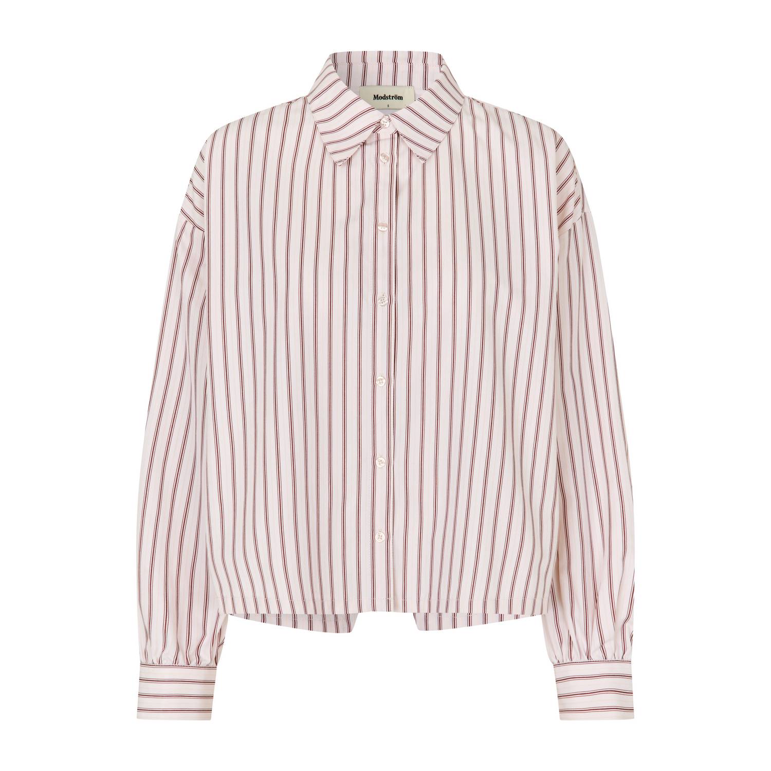 Modström gestreepte blouse met cut-out lichtroze