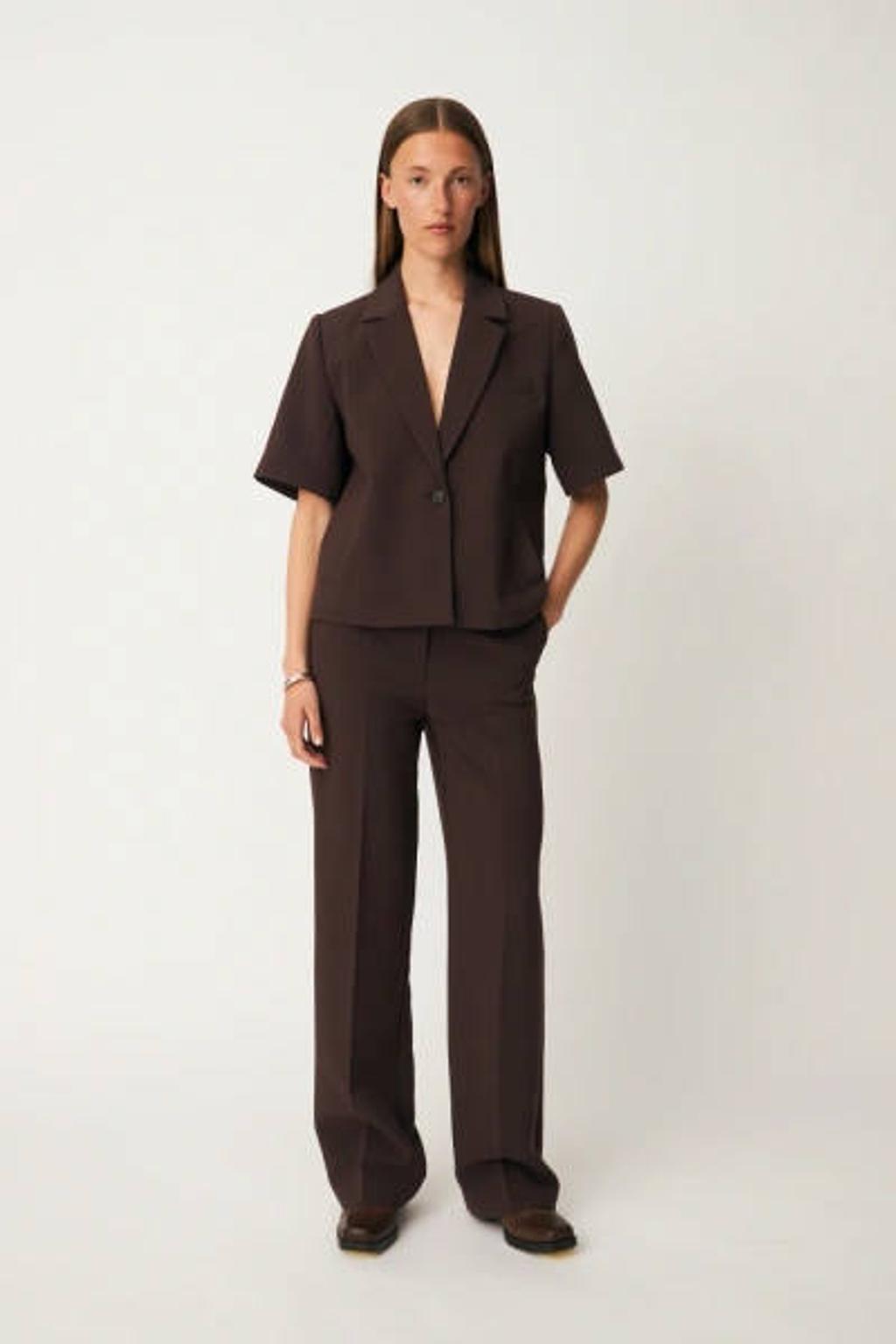 Modström cropped blazer - donkerbruin