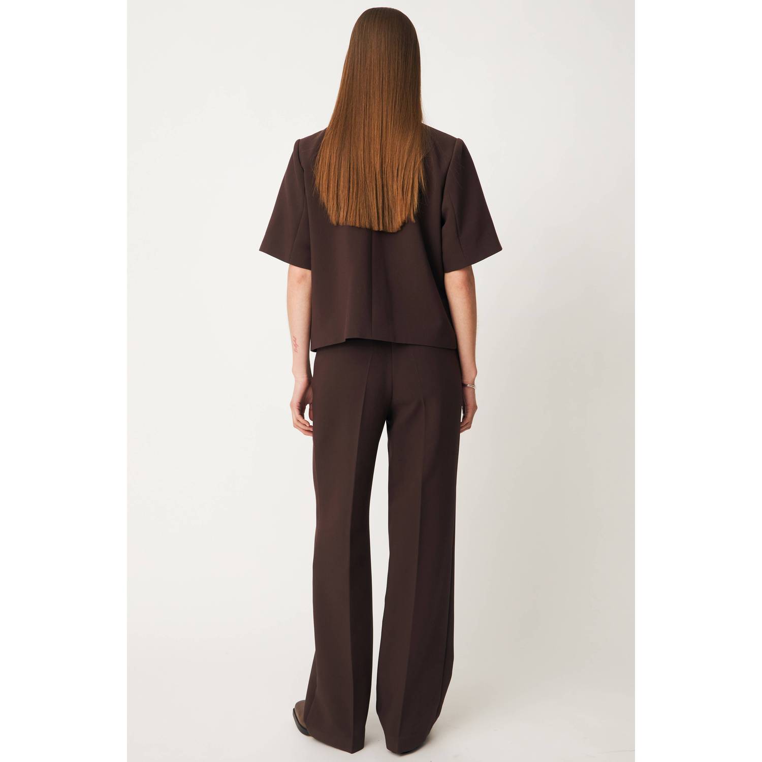Modström cropped blazer donkerbruin