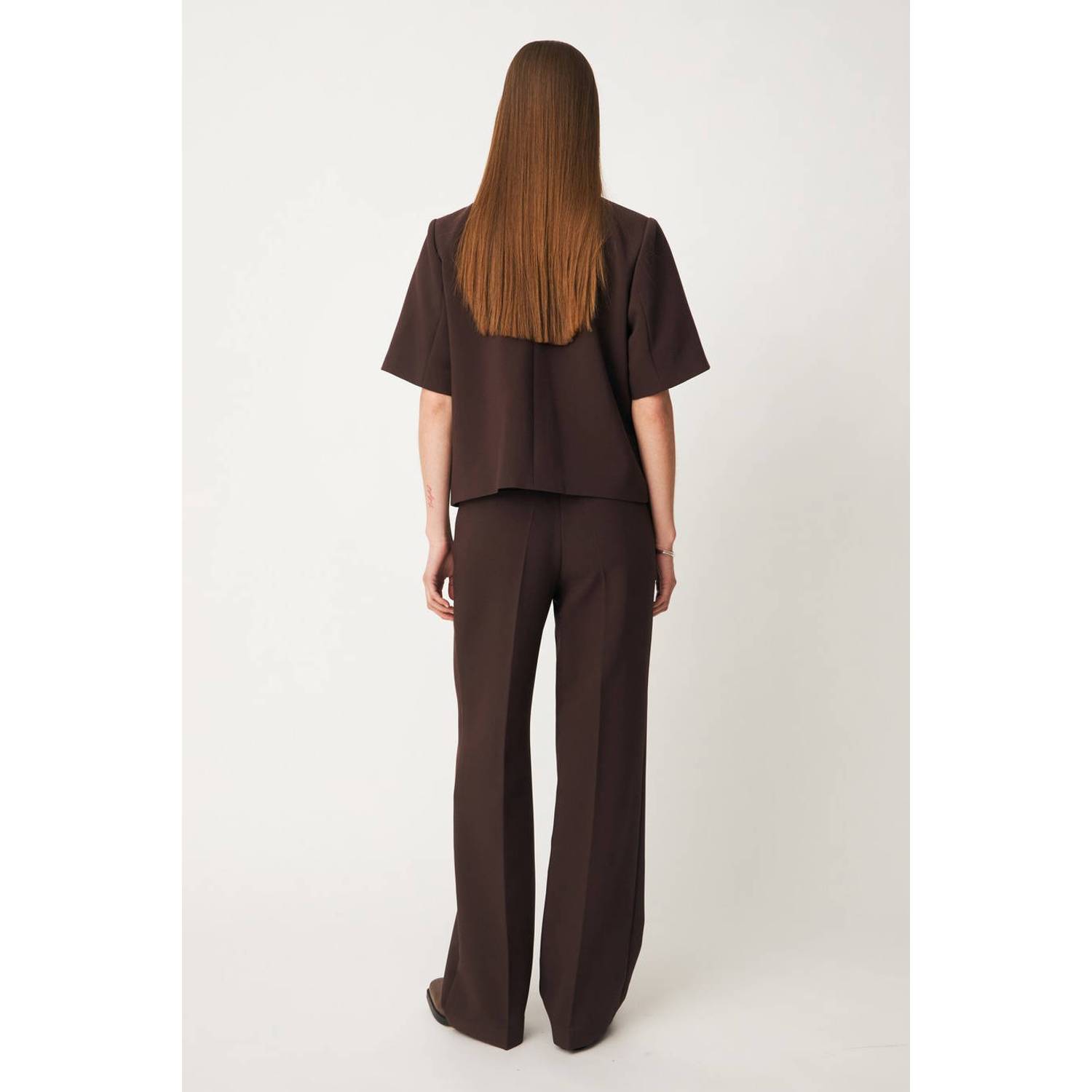 Modström straight leg broek donkerbruin