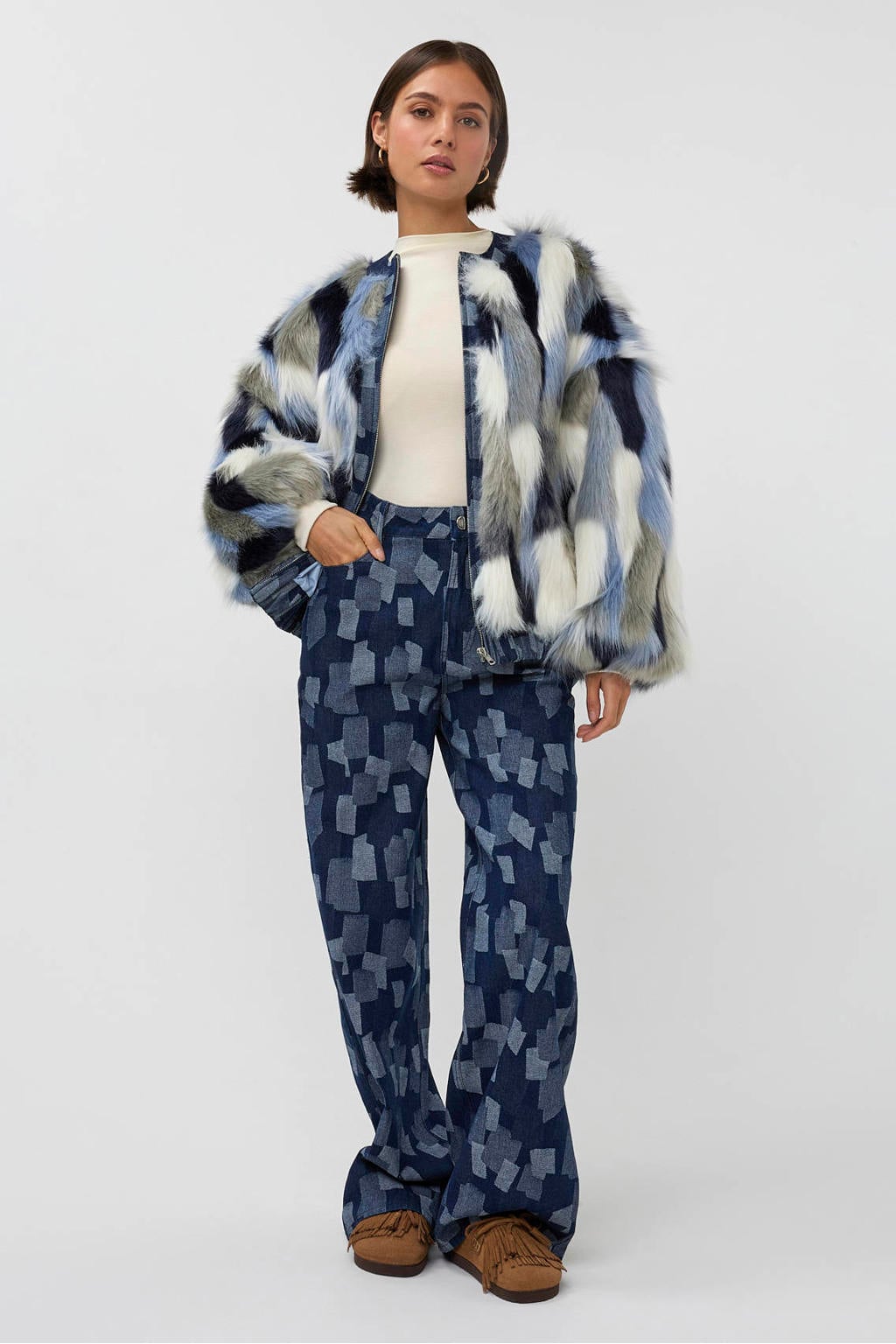 Studio AMAYA X Sofie Graafland wide leg jeans - mediumblauw