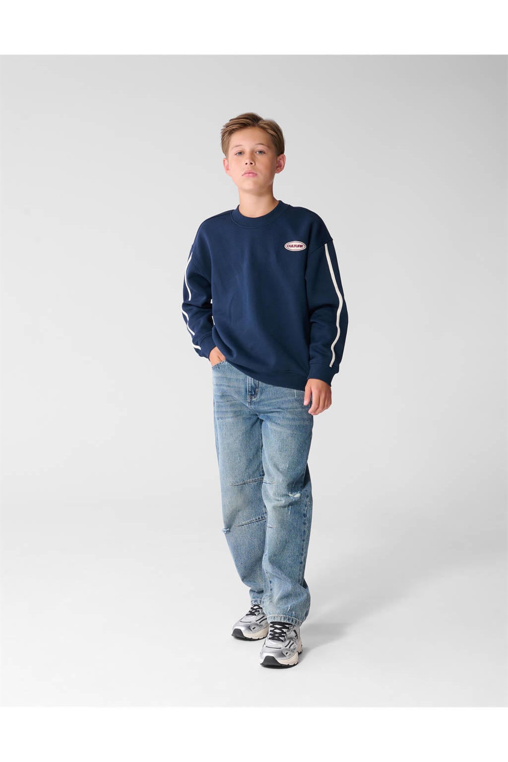 Shoeby rechtvallende sweater met tekst - donkerblauw