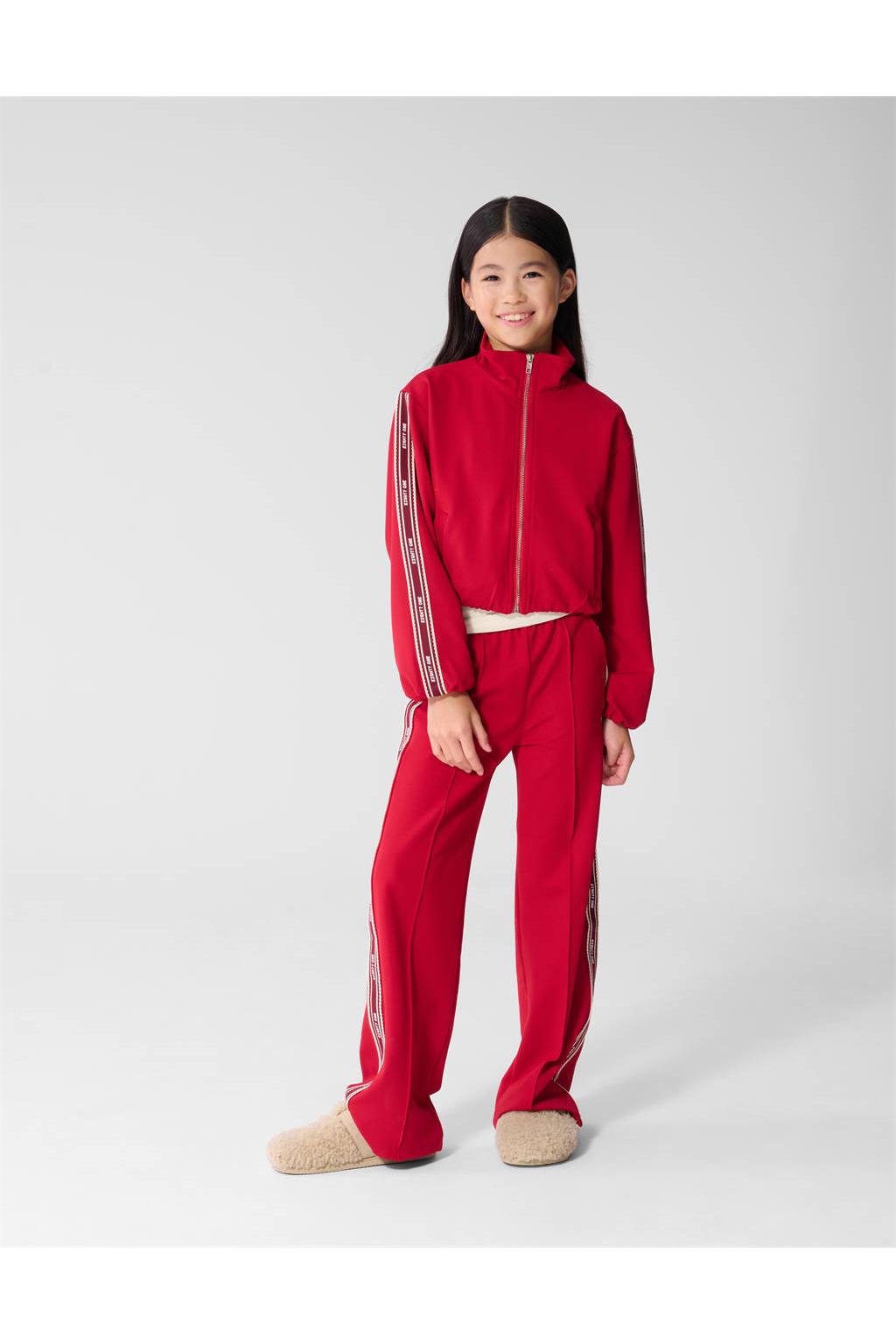 Rode meisjes Shoeby wide leg sweatpant met high waist en effen