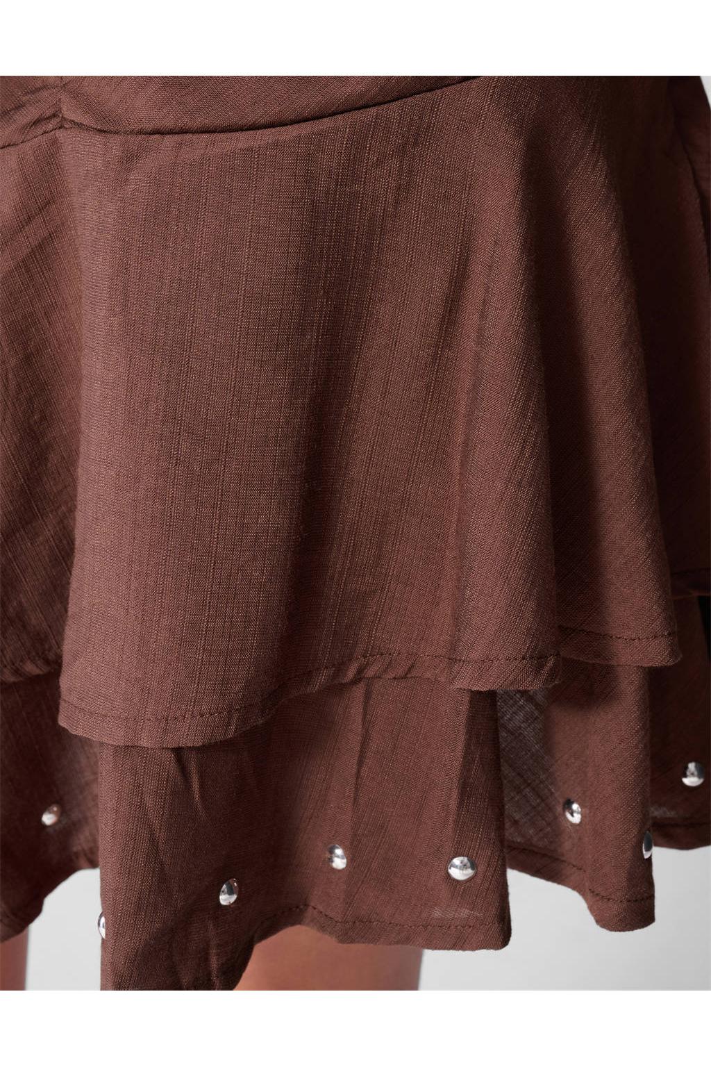Bruine meisjes Shoeby korte rok met studs gemaakt van viscose