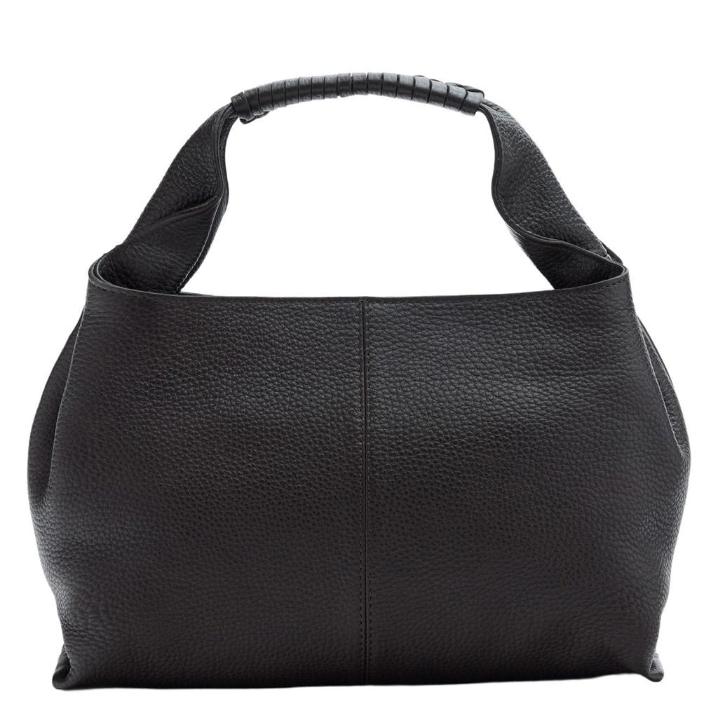Manfield leren handtas donkerbruin