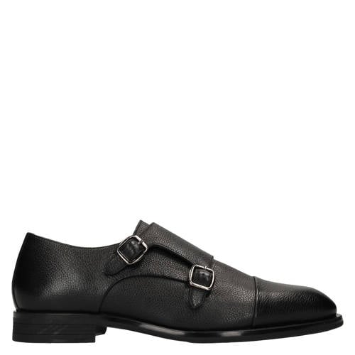 Manfield leren gespschoenen zwart