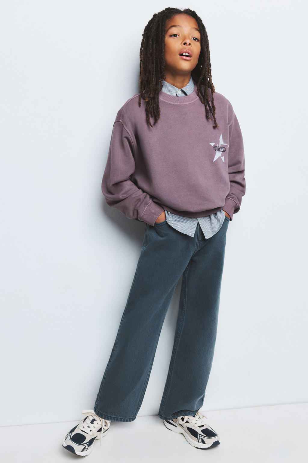 Mango Kids sweater met backprint - paars