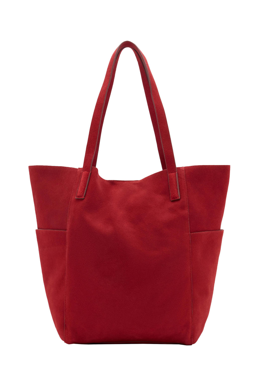 Mango suede shopper rood
