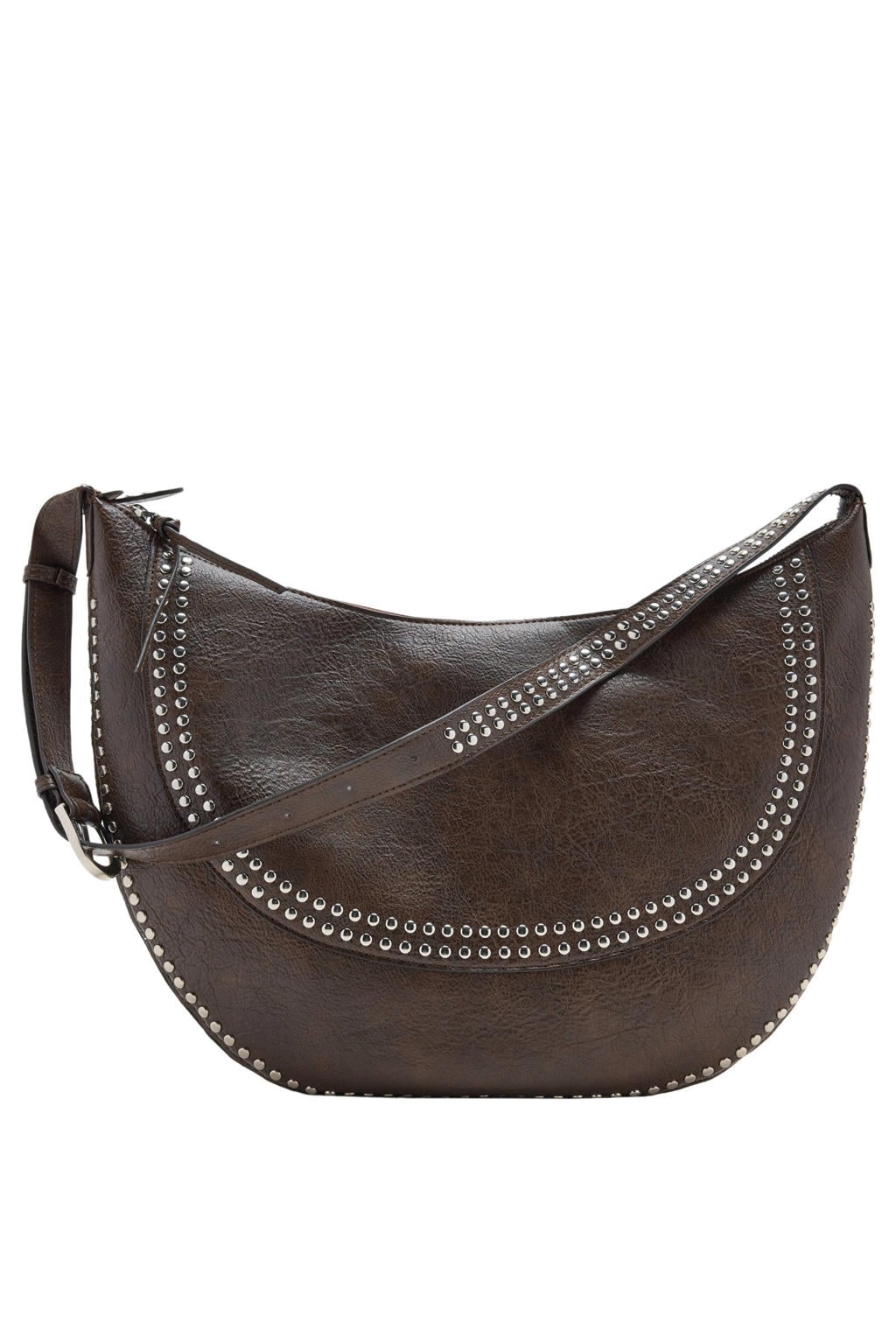 Mango schoudertas met studs bruin
