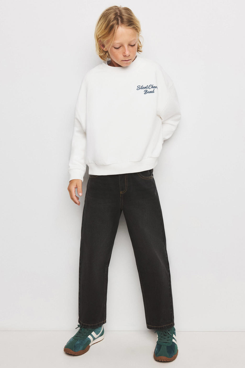 Mango Kids sweater met backprint - wit