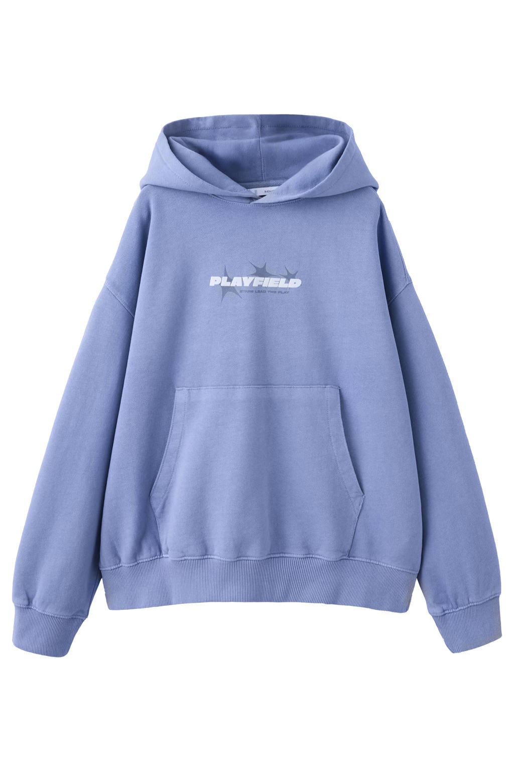 Blauwe meisjes Mango Kids hoodie van sweat materiaal met backprint, lange mouwen en capuchon