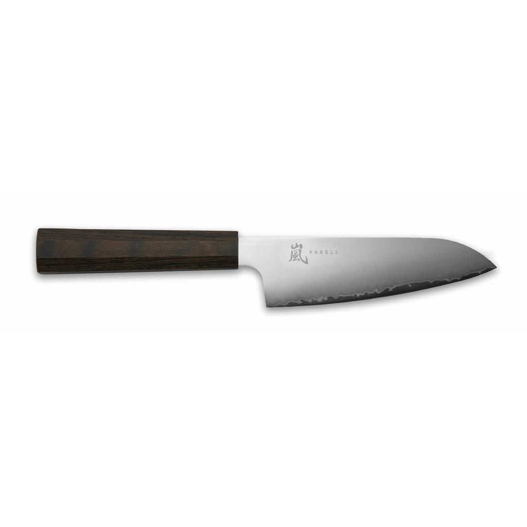 Yaxell Santokumes Hana 12.5 cm - 3 laags RVS - donkerbruin Pakkahouten heft