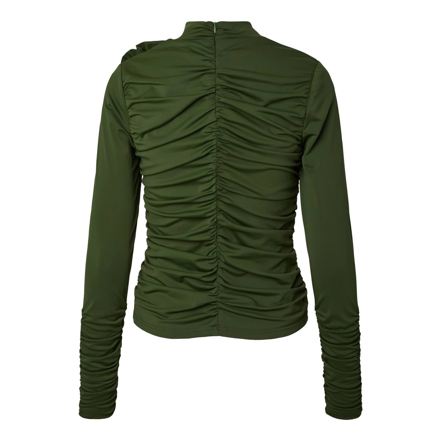 YAS aansluitende top met plooien groen