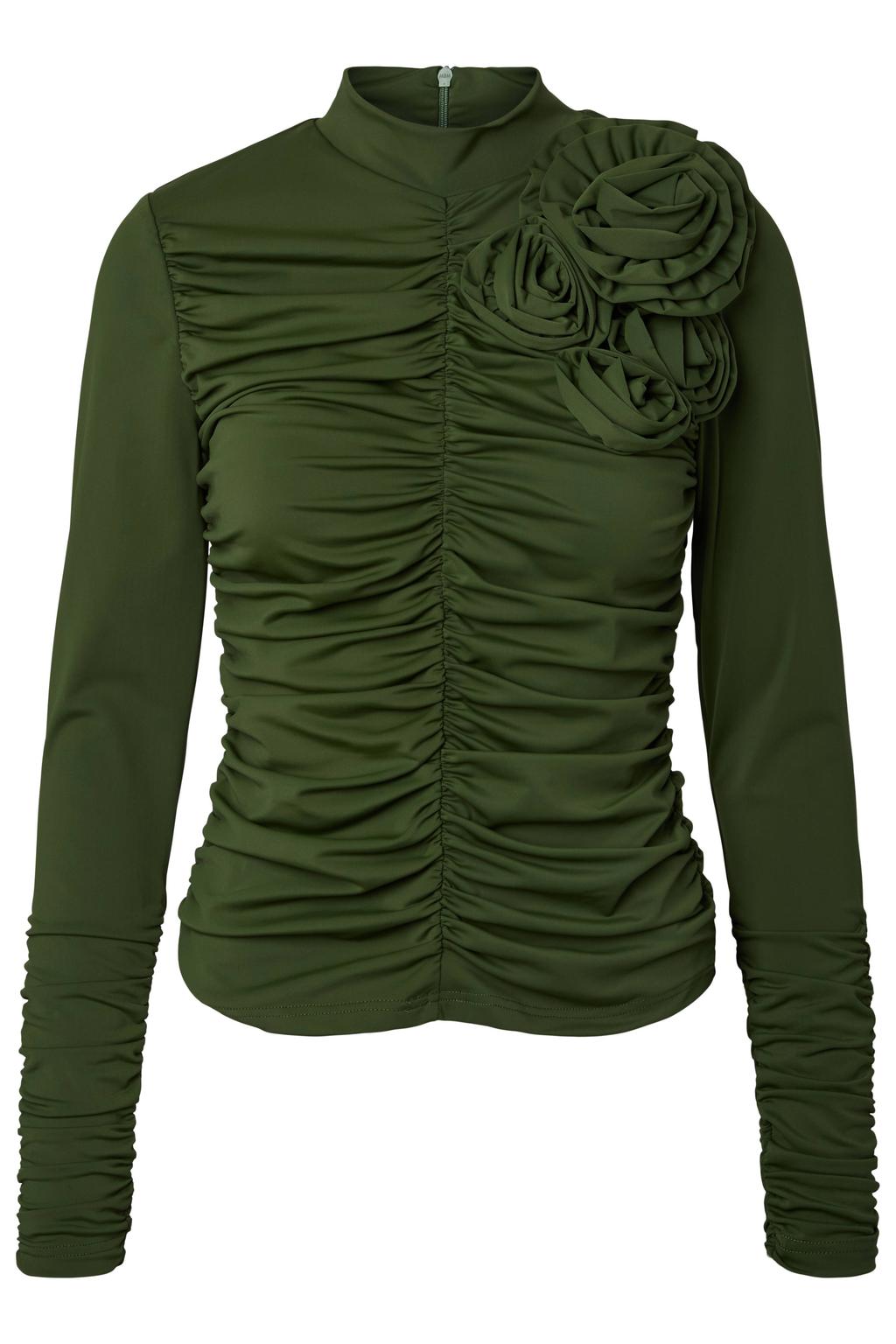 YAS aansluitende top met plooien - groen