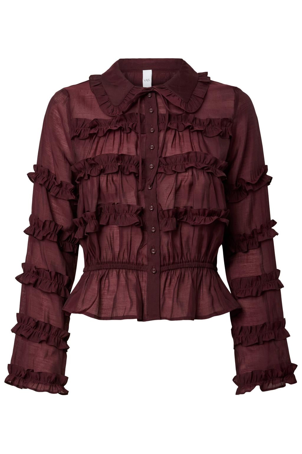 YAS top met ruches - donkerrood