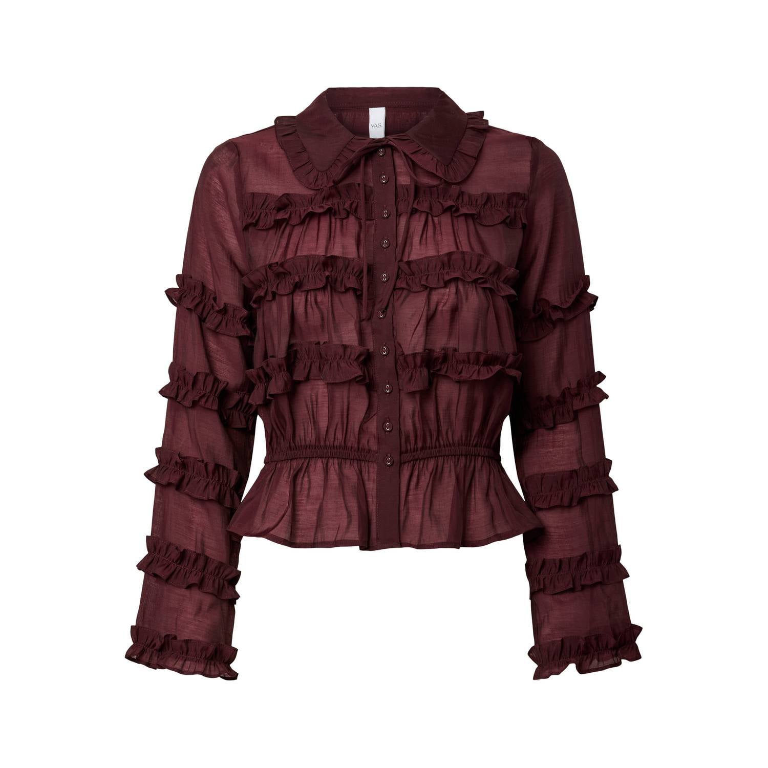 YAS top met ruches donkerrood