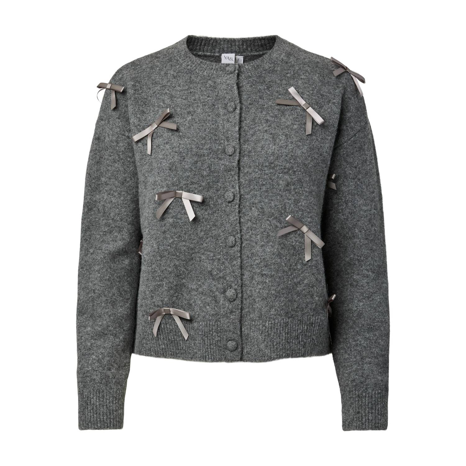 YAS gebreid vest met wol grijs
