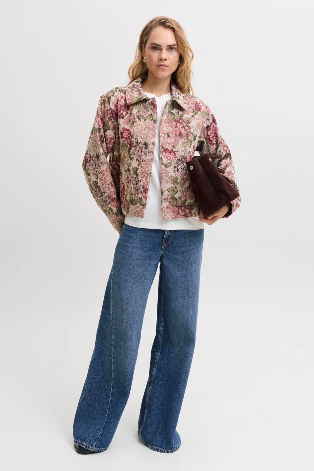 Multikleurige dames JJXX gebloemde jacket meerkleurig van polyester met lange mouwen en opstaande kraag