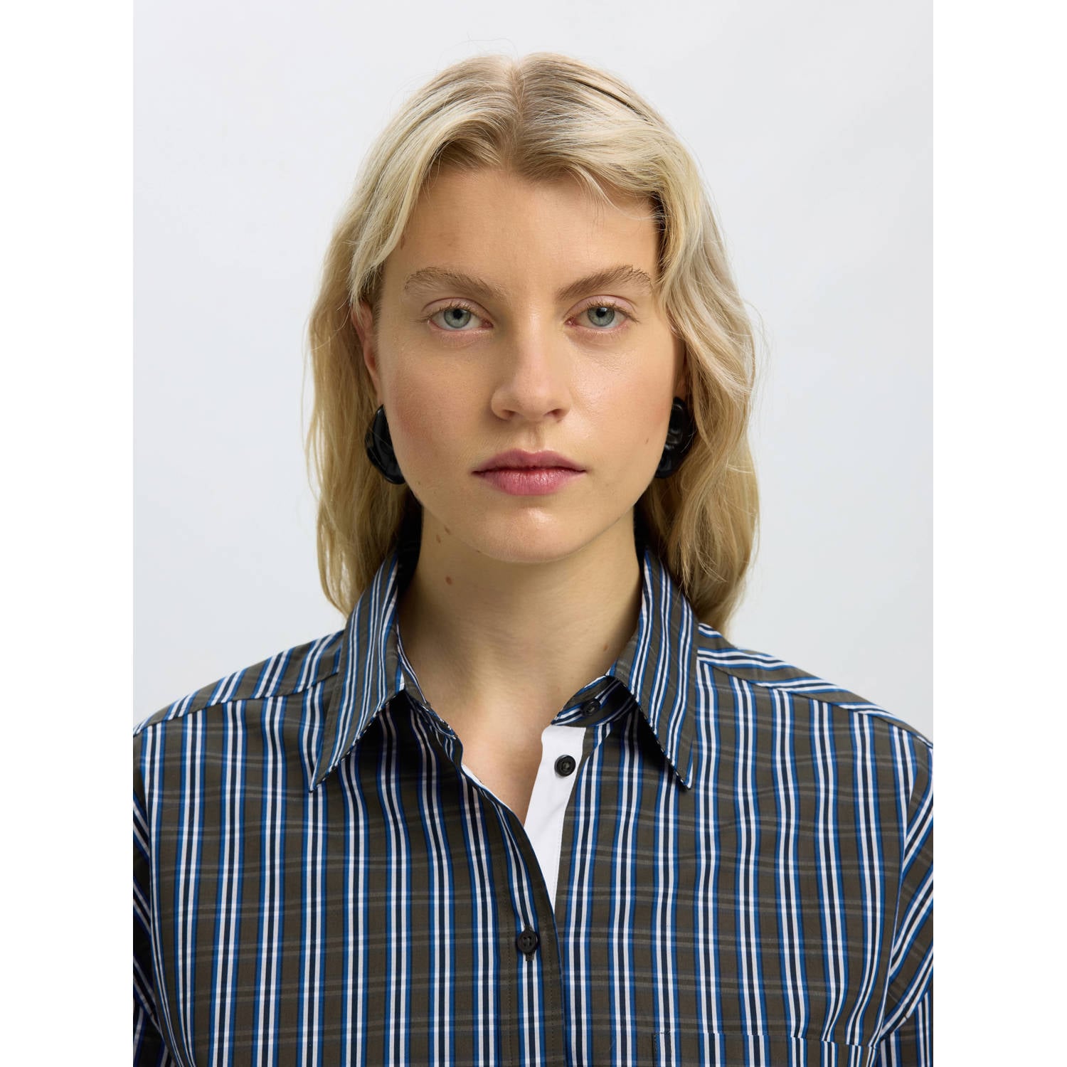 Selected Women geruite blouse donkerblauw