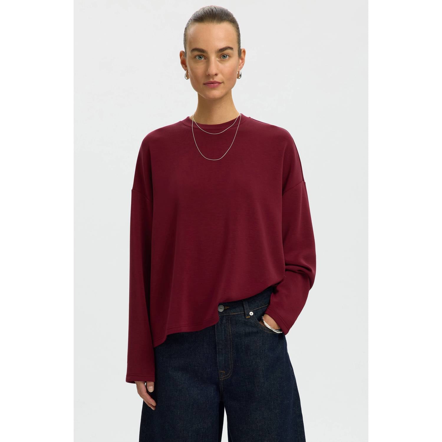 Selected Women pullover donkerrood