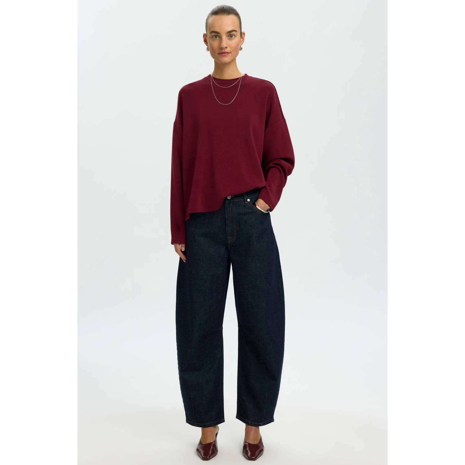 Selected Women pullover donkerrood