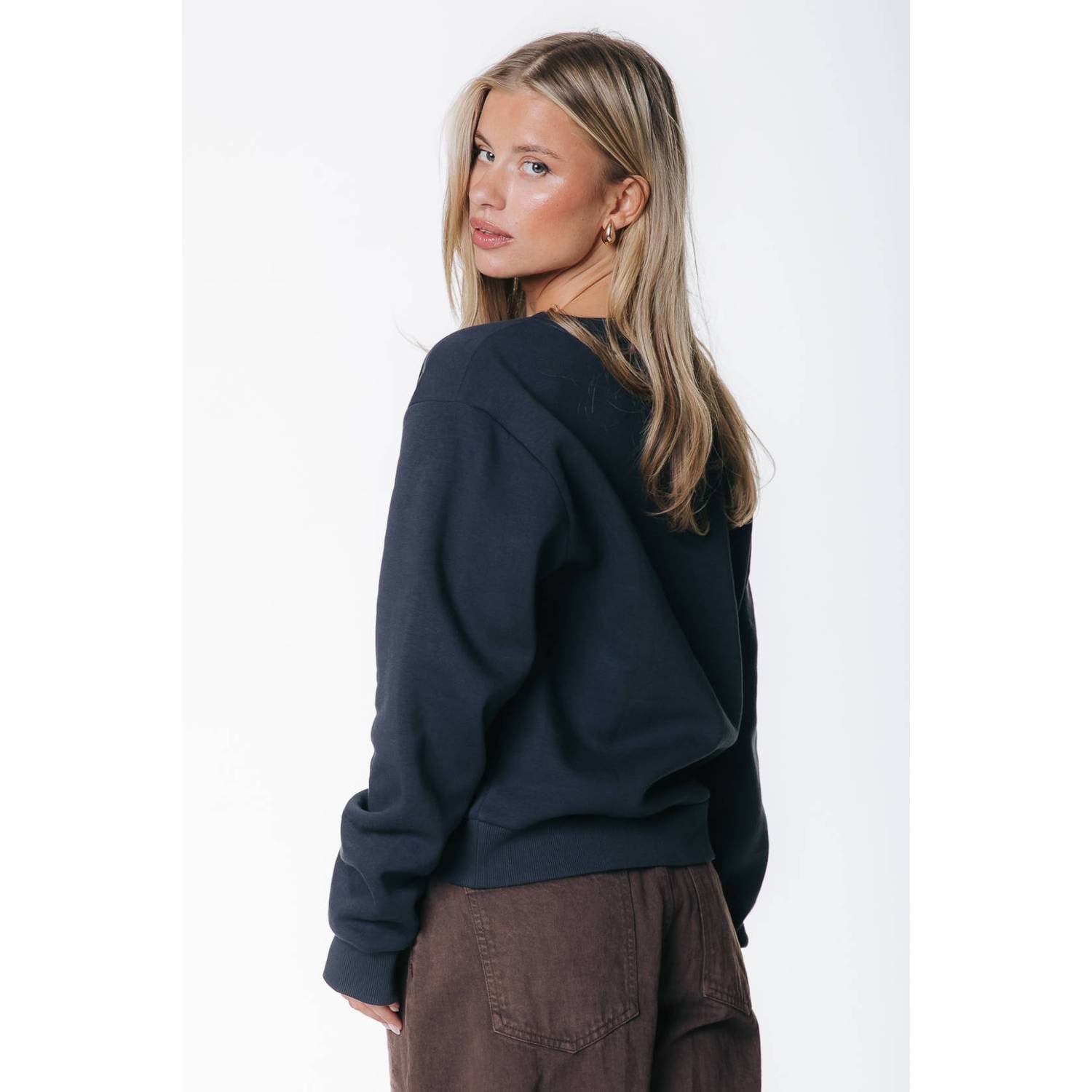 Colourful Rebel katoenen trui met logo donkerblauw